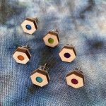 Hexagon Pencil End Stud Earring (single)