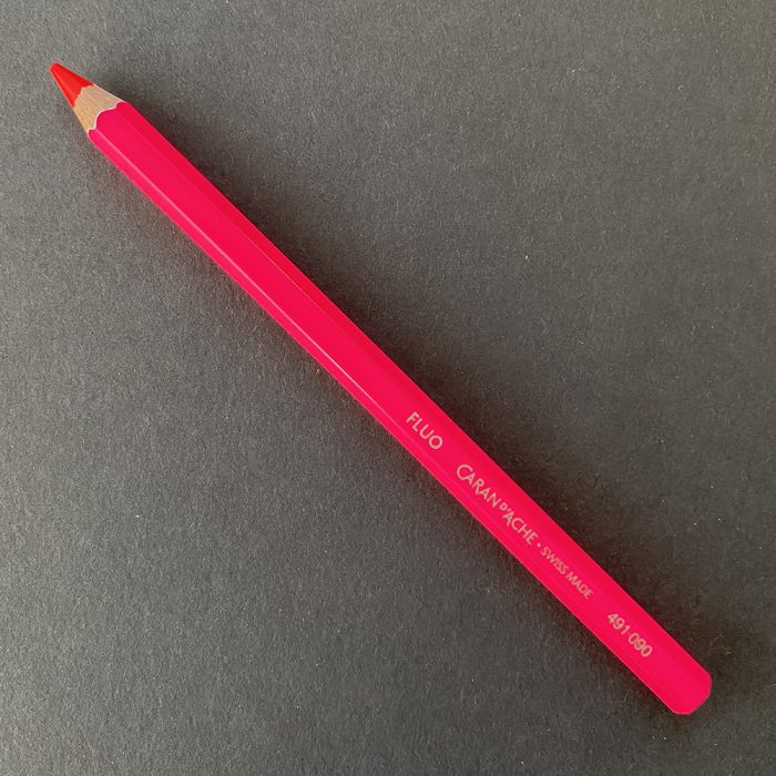 Pink Caran d'Ache Maxi Fluo Colour Pencil (090) - Image 2