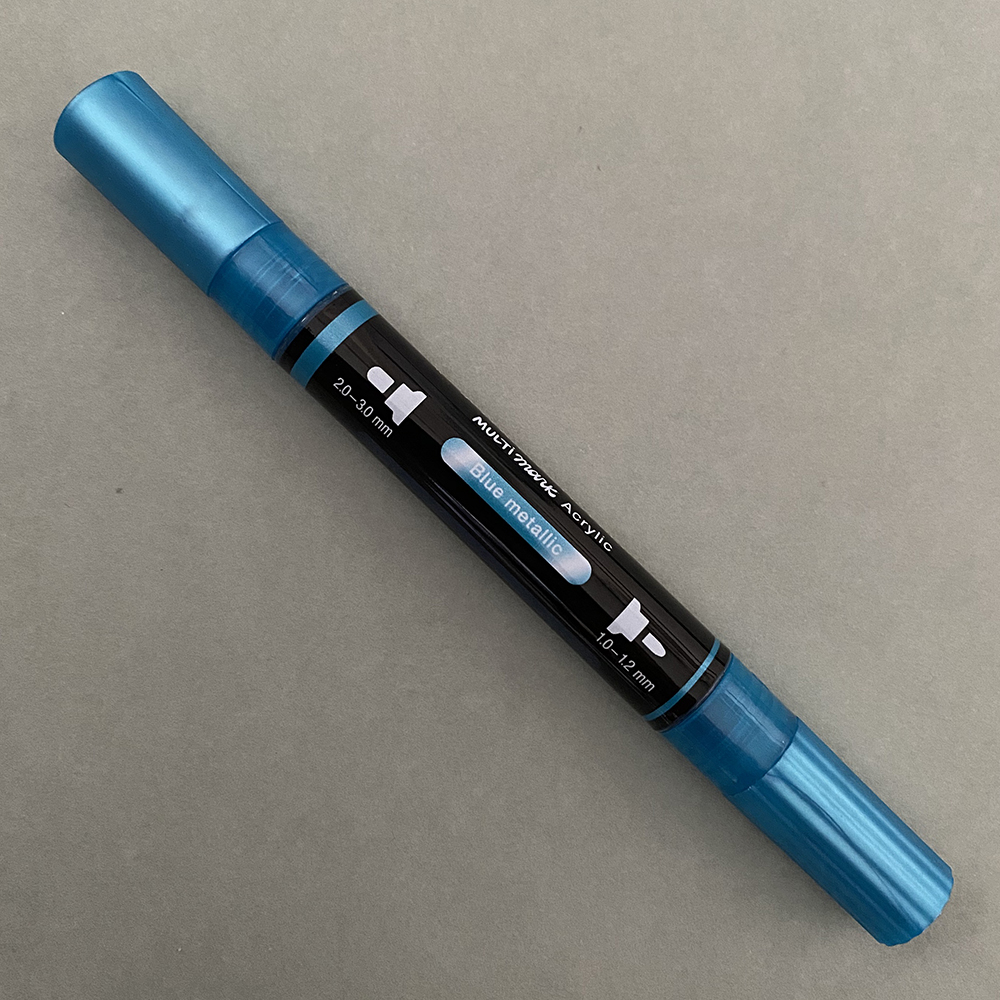 BlueMetallic-292-FCMultimarkAcrylicDualMarker-1 Blue Metallic Faber-Castell Multimark Acrylic Dual Marker (292) - Image 1