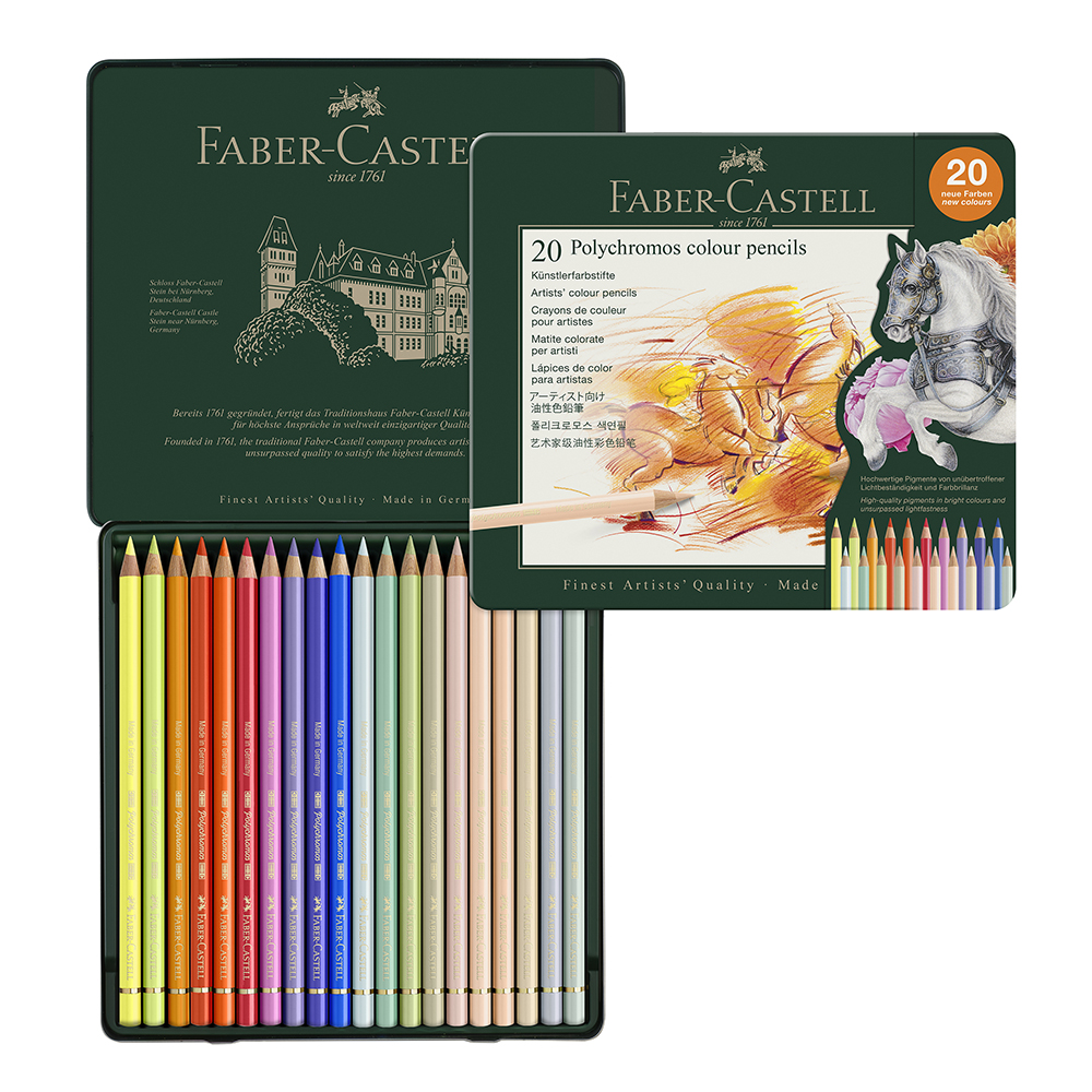 Faber-CastellPolychromos20Tin-1 20 New Colours Tin - Faber-Castell Polychromos Artists’ Colour Pencil - Image 1